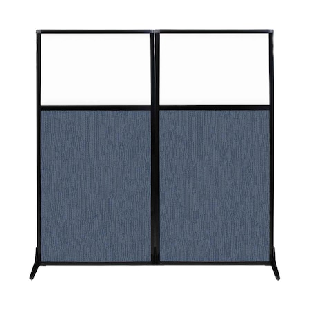 Versare Work Station Screen 66" x 70" Ocean Fabric With Clear Window 1840215